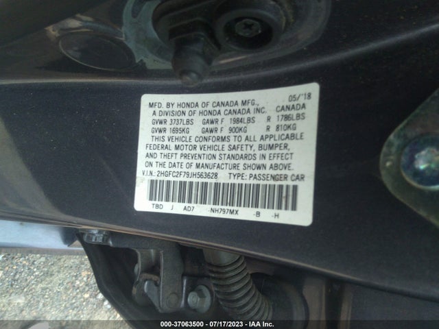 Honda Civic Sedan Ex 2018 2HGFC2F79JH563628 Image 9
