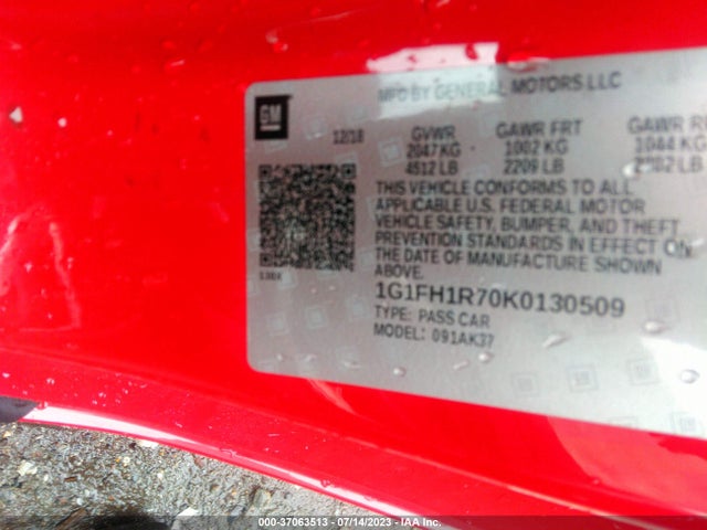 Chevrolet CAMARO 2SS 2019 1G1FH1R70K0130509 Image 9