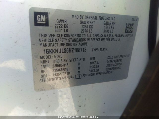 1GKKNULS6HZ188713 GMC ACADIA SLT