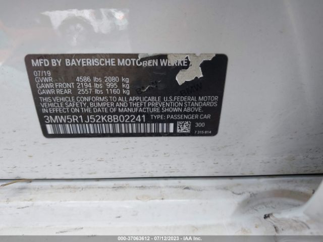 3MW5R1J52K8B02241 BMW 3 Series 330i