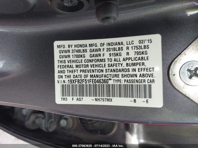 Honda Civic Sedan Lx 2015 19XFB2F51FE046360 Image 9