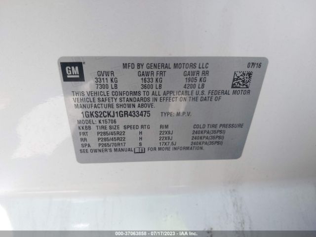 1GKS2CKJ1GR433475 GMC YUKON DENALI