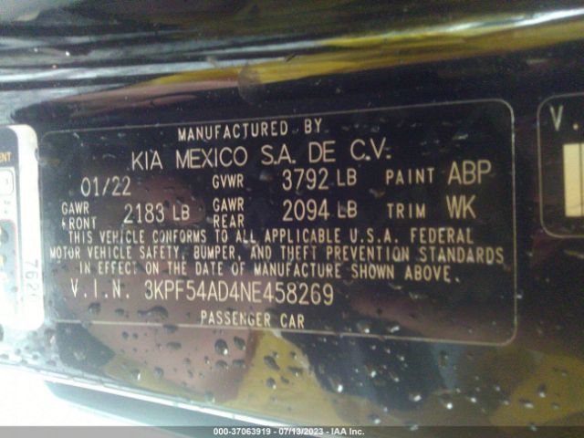 3KPF54AD4NE458269 KIA Forte Gt-line