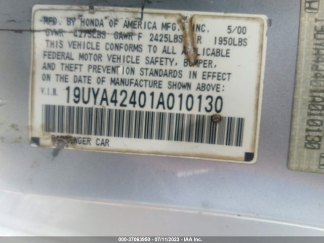2001 ACURA CL VIN: 19UYA42401A010130