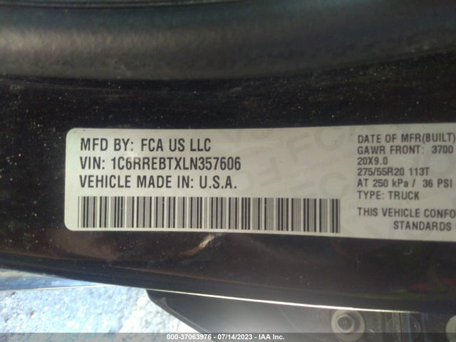 RAM 1500 Big Horn 2020 1C6RREBTXLN357606 Image 9