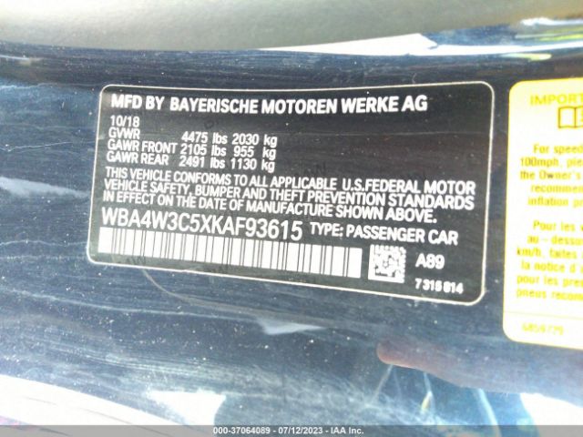 WBA4W3C5XKAF93615 BMW 4 Series 430i