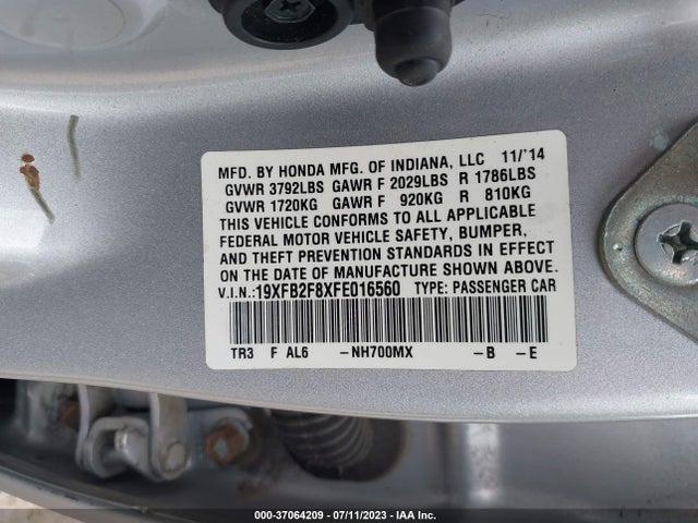 Honda CIVIC EX 2015 19XFB2F8XFE016560 Image 9