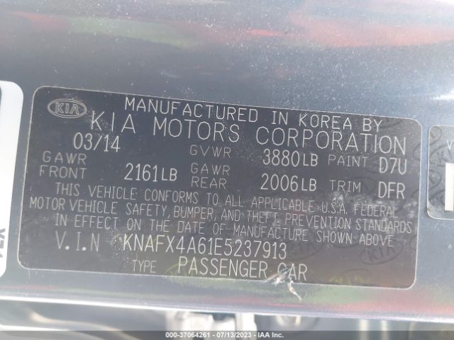 KNAFX4A61E5237913 KIA FORTE LX