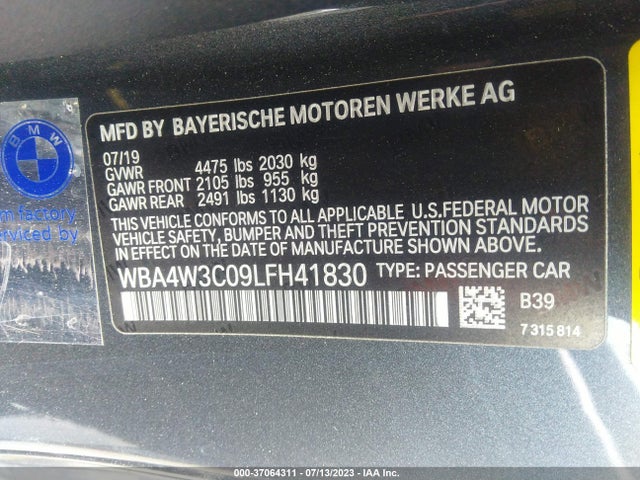 2020 BMW 4 Series, VIN: WBA4W3C09LFH41830