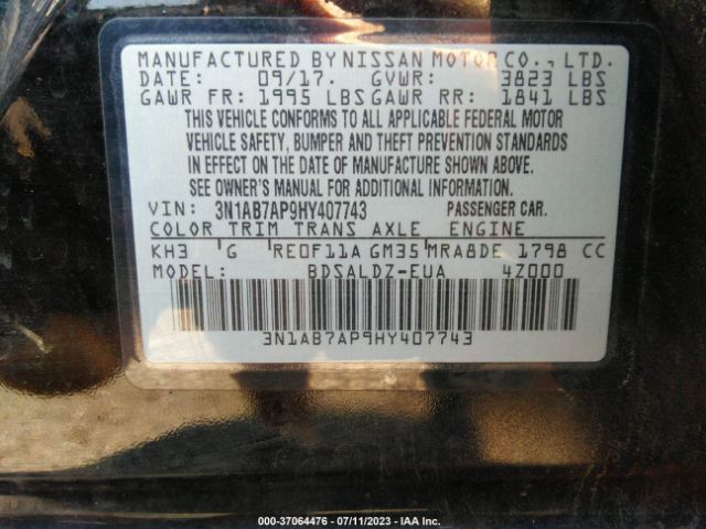 3N1AB7AP9HY407743 Nissan SENTRA SV