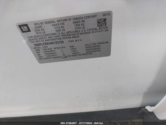 Chevrolet EQUINOX LT 2017 2GNFLFEK6H6123150 Image 15