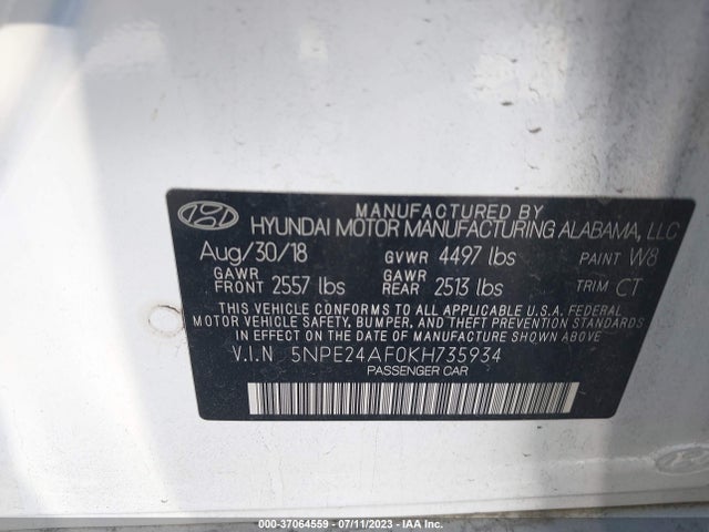 Hyundai SONATA SE 2019 5NPE24AF0KH735934 Image 15