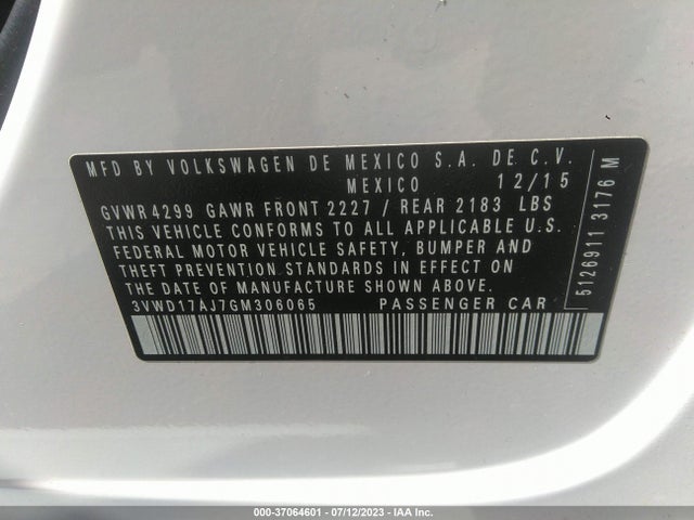 3VWD17AJ7GM306065 Volkswagen Jetta Sedan 1.8t Sport