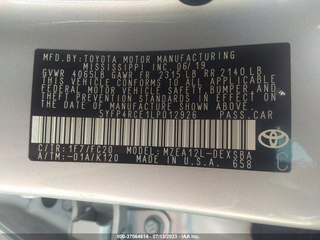 Toyota COROLLA SE 2020 5YFP4RCE1LP012926 Image 15