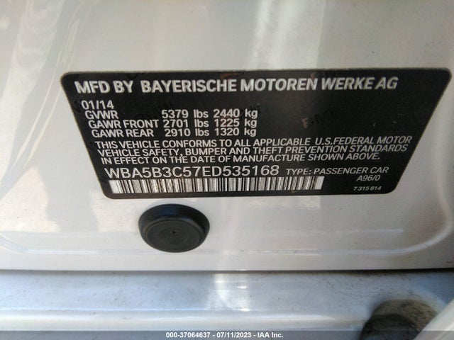BMW 535i Xdrive 2014 WBA5B3C57ED535168 Image 9