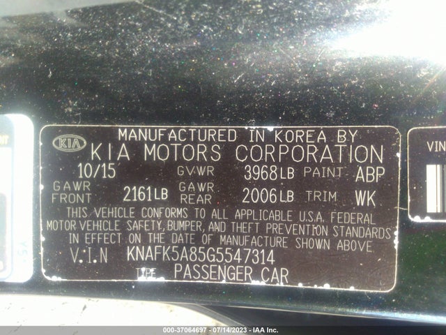 KIA Forte 5-door Lx 2016 KNAFK5A85G5547314 Image 9
