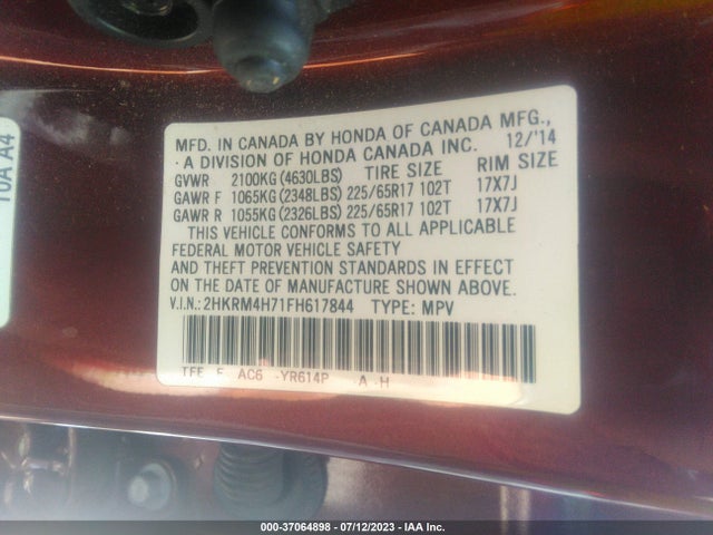 Honda Cr-v Ex-l 2015 2HKRM4H71FH617844 Image 9