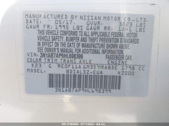3N1AB7AP9HL698399 Nissan SENTRA SV