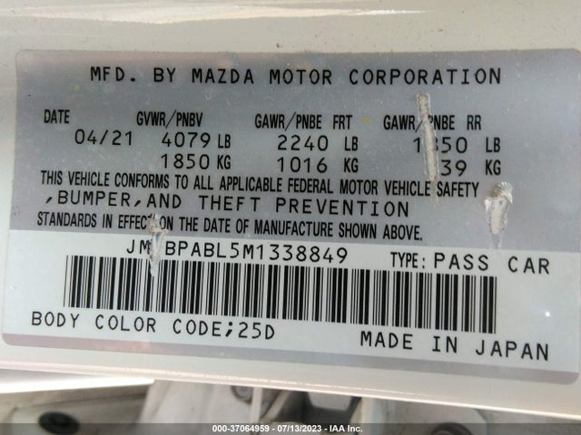 Mazda Mazda3 Sedan Select 2021 JM1BPABL5M1338849 Image 16