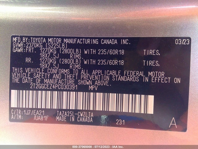 2023 Lexus NX, VIN: 2T2GGCEZ4PC030391