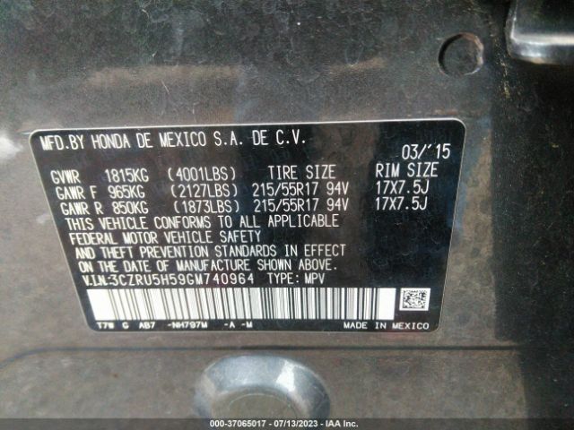 3CZRU5H59GM740964 Honda HR-V EX