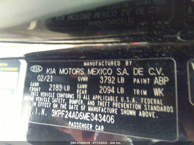 KIA FORTE FE 2021 3KPF24AD6ME343406 Image 9