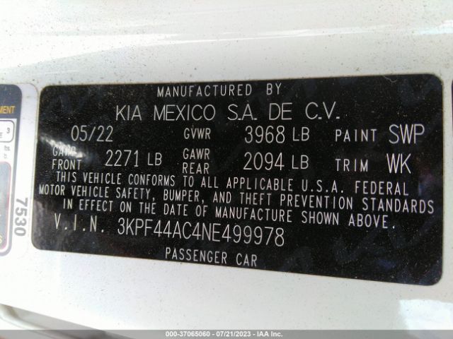 3KPF44AC4NE499978 KIA FORTE GT
