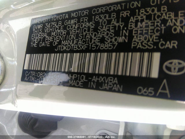 Toyota Prius C One 2015 JTDKDTB3XF1578857 Image 16