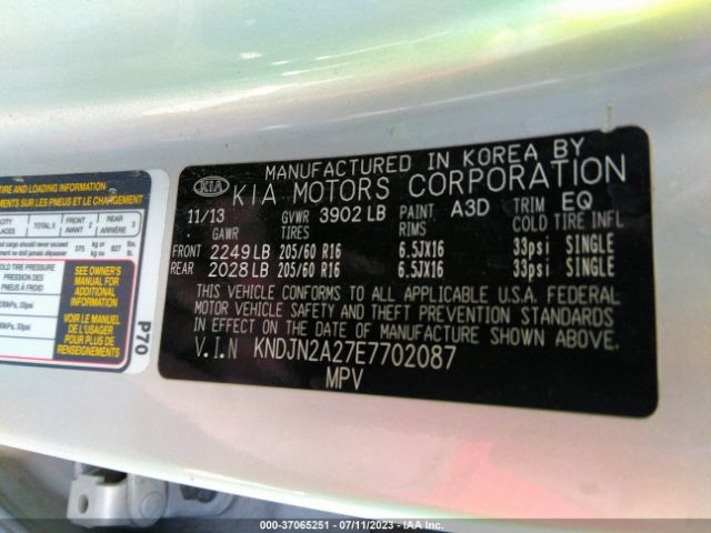 KNDJN2A27E7702087 KIA Soul Base