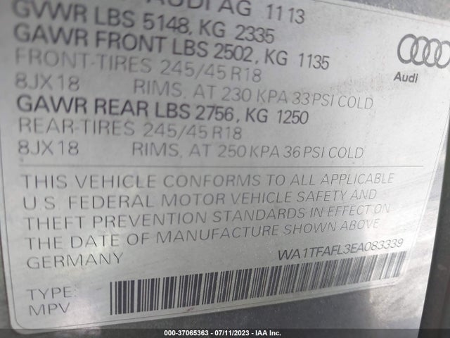 WA1TFAFL3EA083339 Audi Allroad Premium