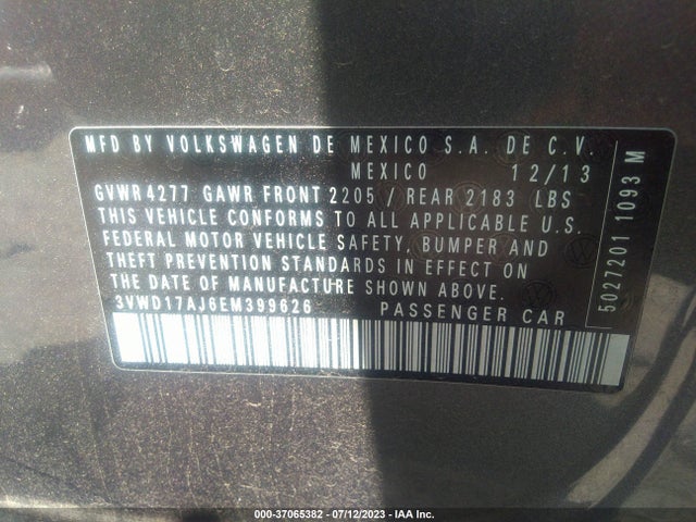 3VWD17AJ6EM399626 Volkswagen Jetta Sedan Se