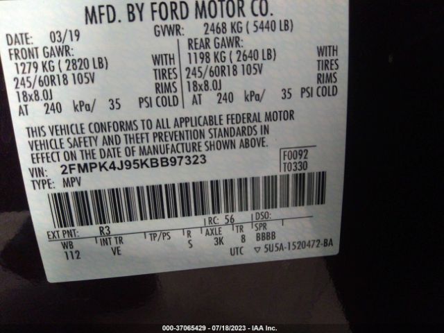 2FMPK4J95KBB97323 Ford EDGE SEL