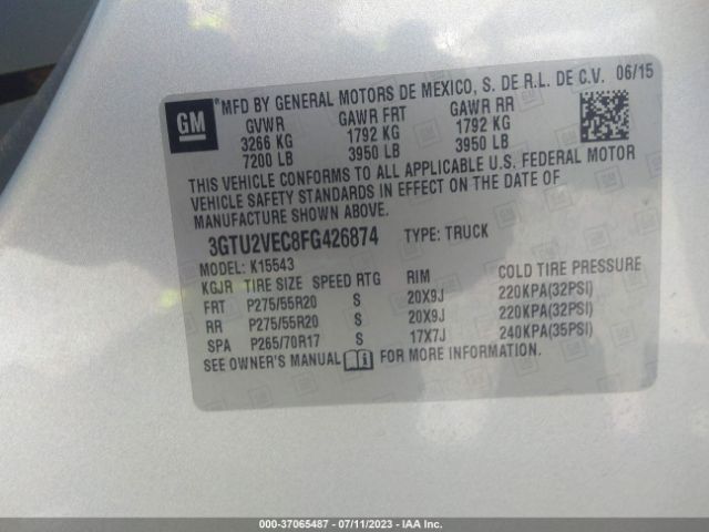 3GTU2VEC8FG426874 GMC Sierra 1500 Slt