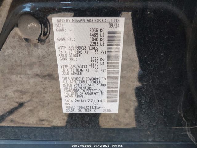 5N1AT2MT8FC771949 Nissan Rogue Sl