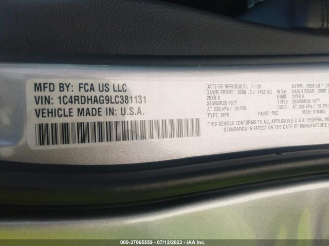 1C4RDHAG9LC381131 Dodge Durango Sxt Plus
