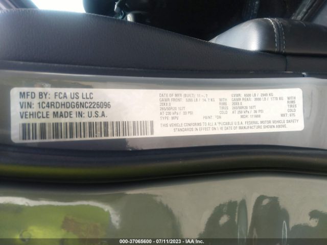 1C4RDHDG6NC226096 Dodge Durango Gt Plus
