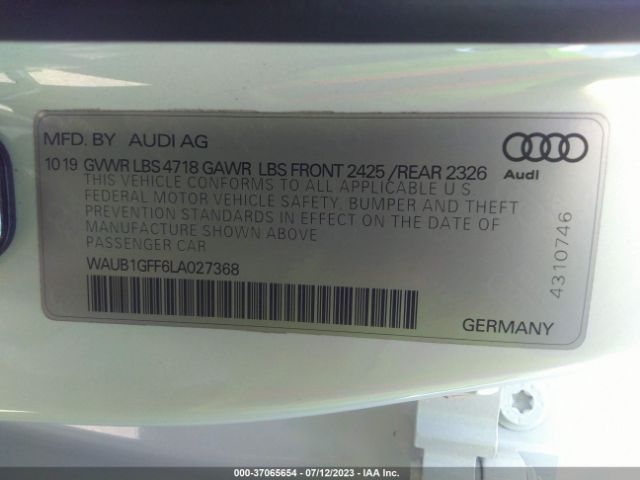 2020 AUDI S3 WAUB1GFF6LA027368 Photo 8