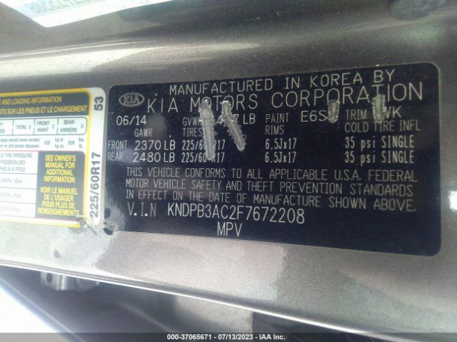 KNDPB3AC2F7672208 KIA Sportage Lx