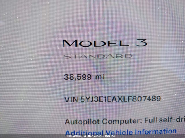 2020 Tesla 3, VIN: 5YJ3E1EAXLF807489