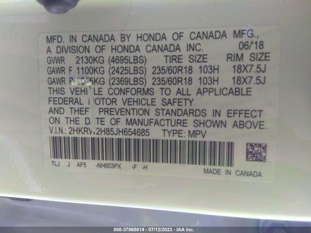 Honda Cr-v Ex-l 2018 2HKRW2H85JH654685 Image 9