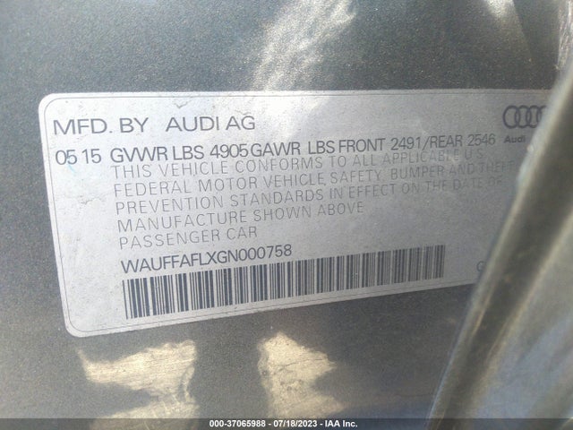 Продаж на аукціоні авто 2016 Audi A4 Premium Plus, vin: WAUFFAFLXGN000758, номер лоту: 37065988