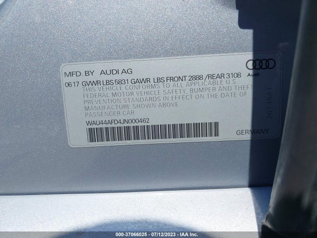 2018 Audi A8, VIN: WAU44AFD4JN000462