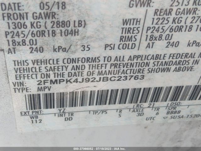 2FMPK4J92JBC23763 Ford EDGE SEL