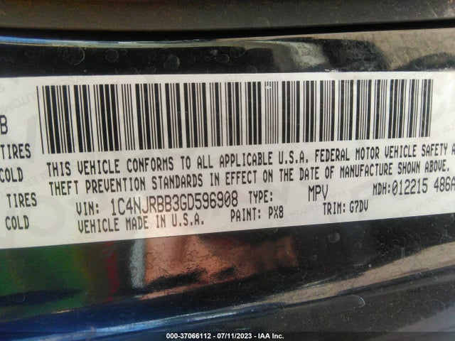 1C4NJRBB3GD596908 Jeep Patriot Sport Se