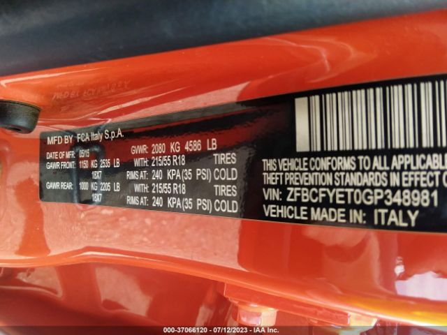 ZFBCFYET0GP348981 Fiat 500x Trekking Plus