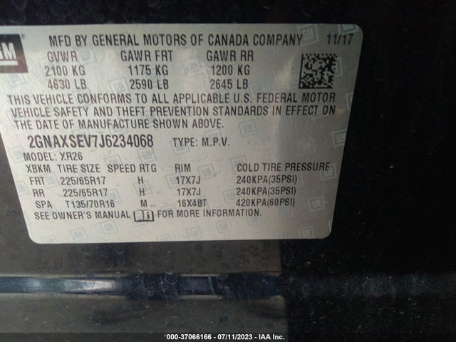 Chevrolet EQUINOX LT 2018 2GNAXSEV7J6234068 Image 9