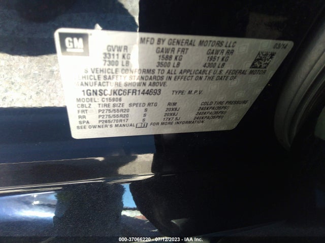 Chevrolet Suburban Lt 2015 1GNSCJKC6FR144693 Image 15