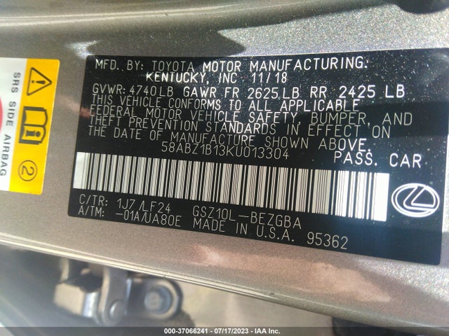 2019 Lexus ES, VIN: 58ABZ1B13KU013304