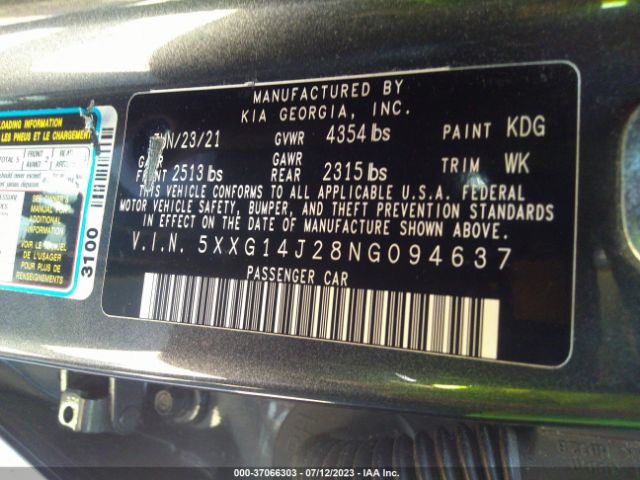 5XXG14J28NG094637 KIA K5 LXS