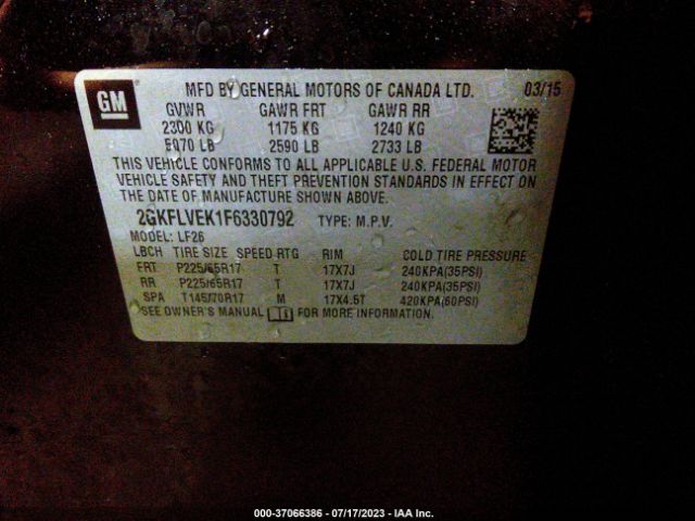 2GKFLVEK1F6330792 GMC Terrain Sle